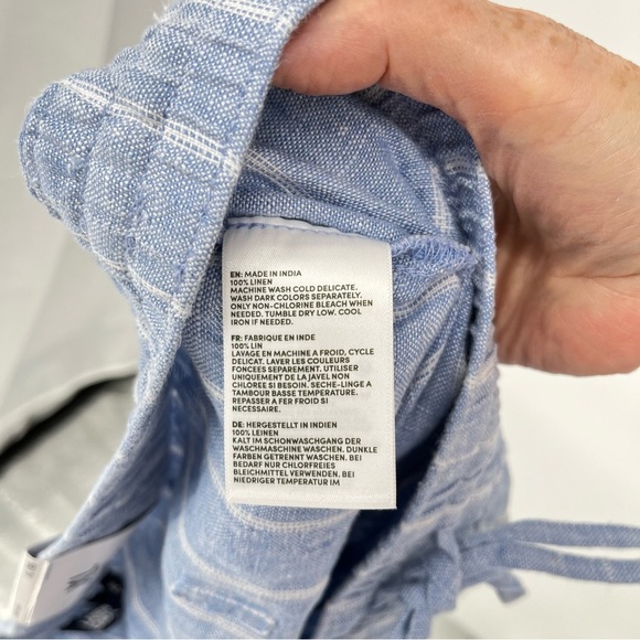 Lands End Womens NEW Linen Cropped Pants Size 18 Wide Leg Pull On Striped - Picture 12 of 12